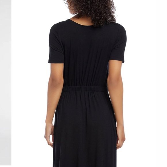 Karen Kane Black Cinched Waist & Swingy Midi Skirt Artisan Dress Size Small NWT - Picture 4 of 13